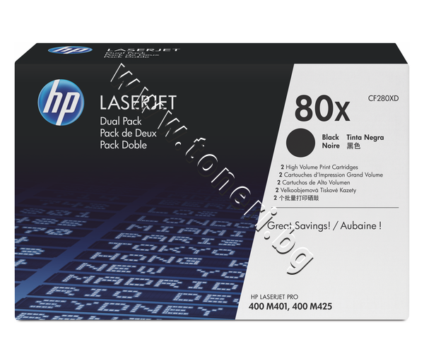 CF280XD Тонер HP 80X за M401/M425 2-pack (2x6.9K) - изображение 1 от 3