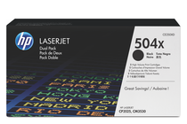 Оригинални тонер касети и тонери за цветни лазерни принтери » Тонер HP 504X за CP3525/CM3530 2-pack, Black (2x10.5K)